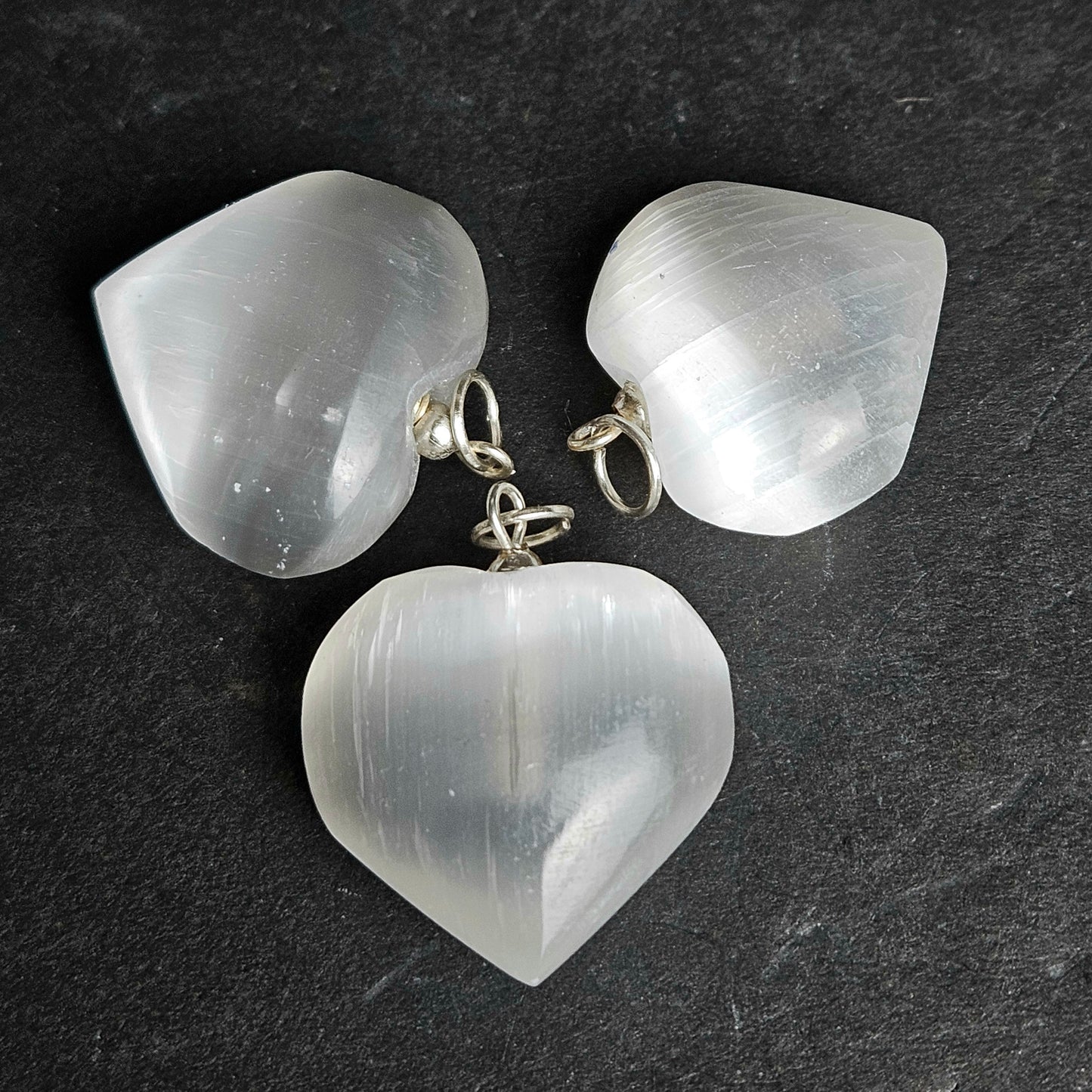 Selenite Heart Pendants
